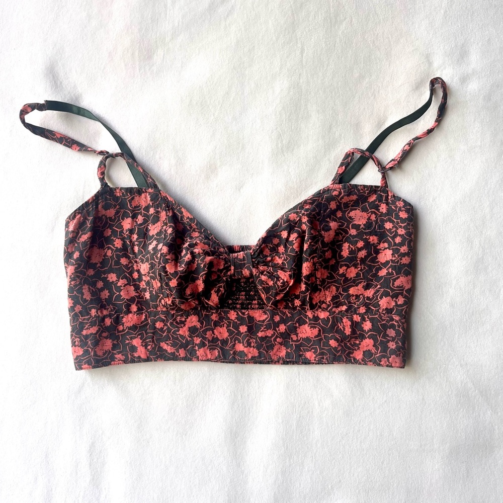 Intimately Free People Floral Pinkand Black Bralette Crop Top